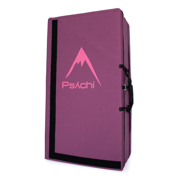 A purple psychi bouldering crash pad dual layer triple fold 