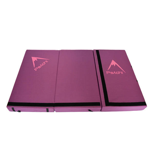 A purple psychi bouldering crash pad dual layer triple fold 