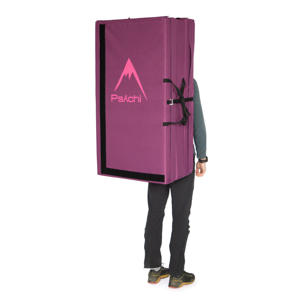 A purple psychi bouldering crash pad dual layer triple fold 