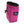 A magenta rock climbing chalk bag with drawstring closure and Pyschi white mountain logo on a black fabric patch